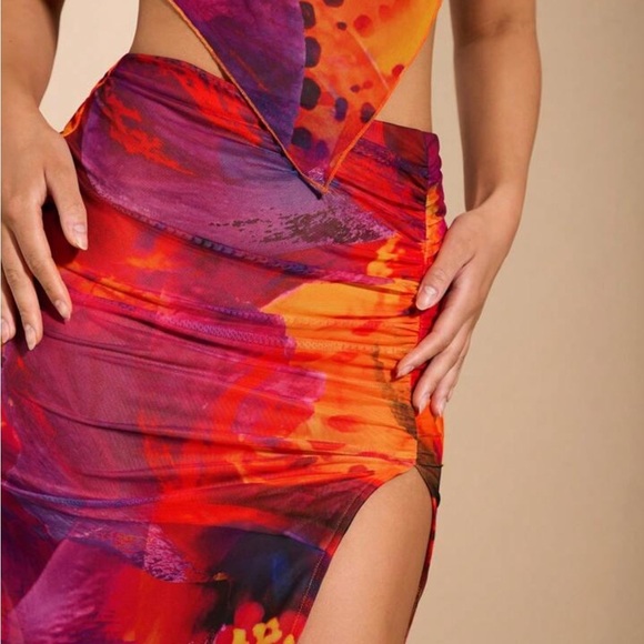 Vibrant Orange and Purple Women's Matching Set - Picture 2 of 6